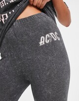 Thumbnail for your product : ASOS DESIGN AC/DC washed oversized tee & leggings pajama set in charcoal