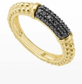 Thumbnail for your product : Lagos 3mm 18k Gold Caviar Stack Ring with Black Diamonds, Size 7