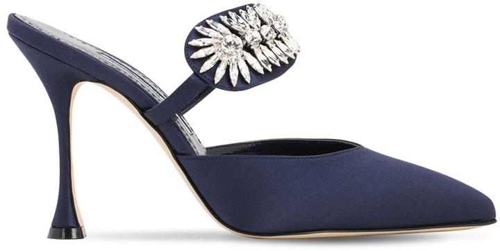 navy blue mule shoes