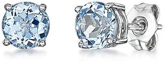 Theia 9ct White Gold 'Blue Topaz' Round Claw Set Stud Earrings