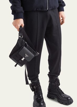 Prada Men's Leather Triangle Logo Sling Crossbody Bag - ShopStyle