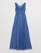 Thumbnail for your product : ASOS Tall DESIGN Tall Bridesmaid ruched bodice drape maxi dress with wrap waist