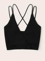 Thumbnail for your product : Shein Rib-knit Strappy Wrap Bralette Top