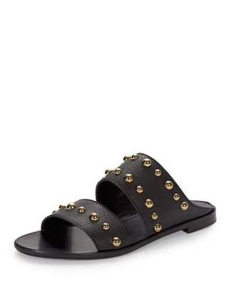 Lanvin Studded Leather Two-Band Mule, Black