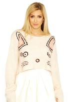 Thumbnail for your product : Wildfox Couture White Label Cropped Billy Fuzzy Baby Sweater in Vintage Lace