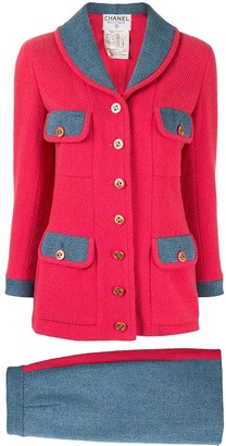 Chanel Pre-Owned woven denim skirt suit