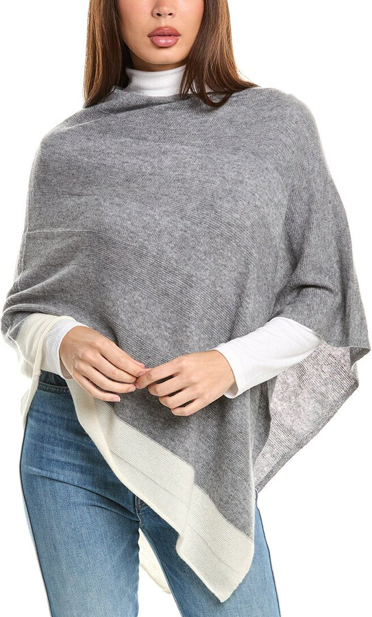 Forte Cashmere Border Stripe Cashmere Poncho