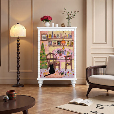 East Urban Home Compact Solid Wood 5-Drawer Cabinet