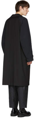 Yang Li Black Contrast Sleeves Trench Coat
