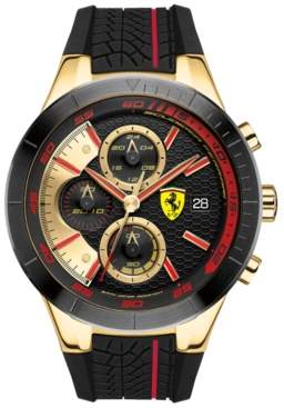 Ferrari Men's Red Rev Evo Chronograph Black Silicone Strap Watch 46mm