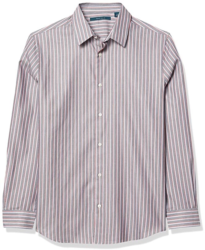 Mens Big and Tall Striped Shirt Button Down Slim Fit Turn-Down Collar Long Sleeve Top KLGDA