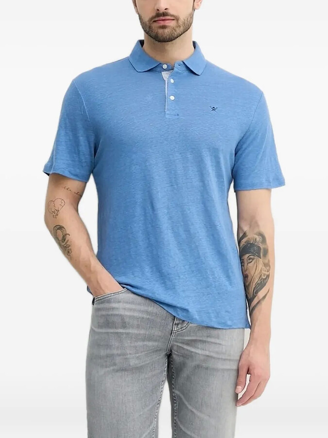 Hackett Embroidered-Logo Linen Polo Shirt