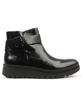 Fly London Black Buckle Wedge Ankle Boot