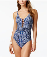 Thumbnail for your product : La Blanca Indigo Printed Strappy One-Piece Swimsuit