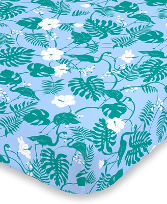 NoJo Flamingo Palm Leaf Floral Fitted Super Soft Crib Sheet Bedding