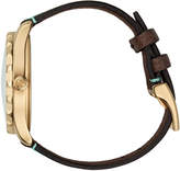 Thumbnail for your product : Gucci 38mm G-Timeless Blooms Leather Watch, Gold/Aqua