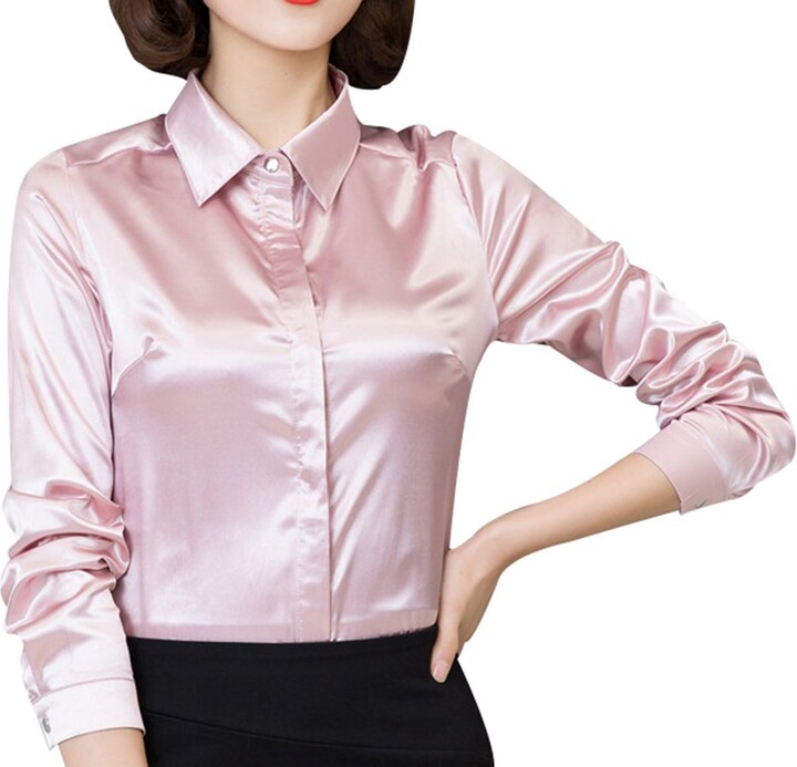 pale pink satin blouse