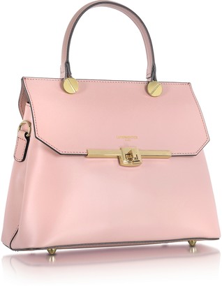 Le Parmentier Atlanta Candy Pink Leather Top Handle Satchel Bag w/Shoulder Strap