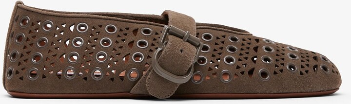 Vienne grey suede ballet flats