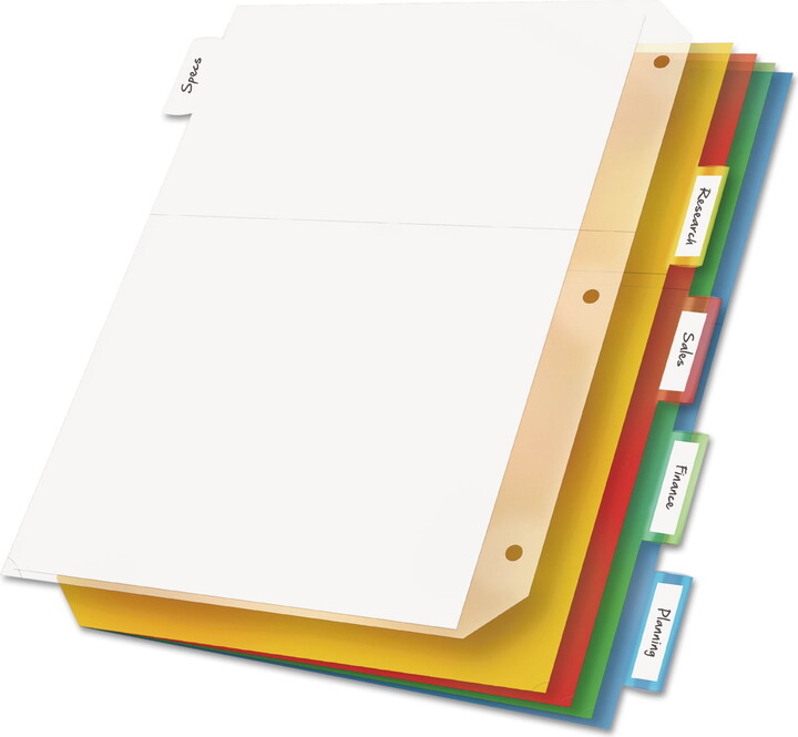 Cardinal 84009 11 in. x 8-1/2 in. Letter Poly Ring Binder Pockets - Assorted Colors (5/Pack)