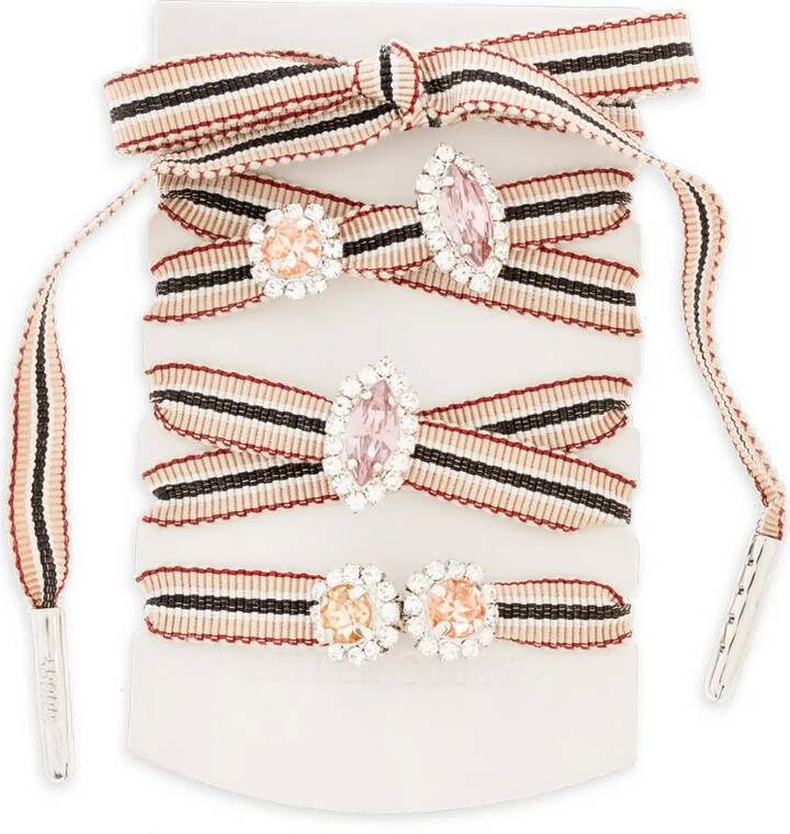 Golden Goose Striped-Pattern Crystal-Appliqué Shoelaces