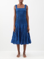 Thumbnail for your product : Merlette New York Freja Square-neckline Smocked Cotton Dress - Sapphire