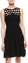 Thumbnail for your product : Milly Open-Yoke Fit-and-Flare Knit Dress