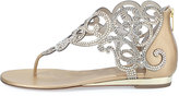 Thumbnail for your product : Rene Caovilla Crystal Laser-Cut Flat Thong Sandal, Gold