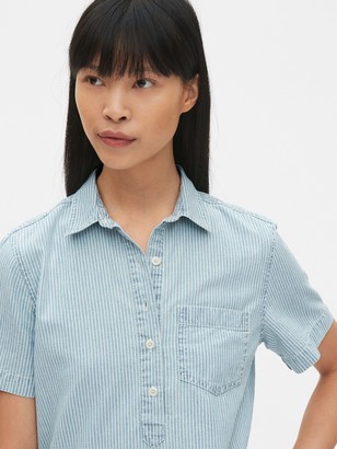Gap Perfect Stripe Denim Popover Shirtdress