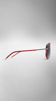 Thumbnail for your product : Burberry Check Detail Aviator Sunglasses