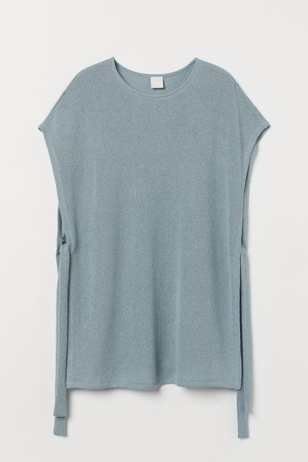 H&M - Tie-detail Sweater Vest - Turquoise
