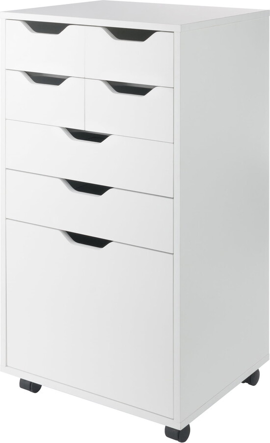 Winsome Halifax Bins & Drawers Multi-Storage Tall Mobile Cabinet 10719, White Finish