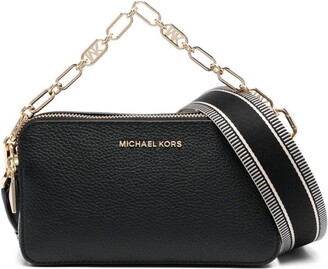Michael Kors Jet Set Chain Leather Shoulder Flap Bag, Black /Gold