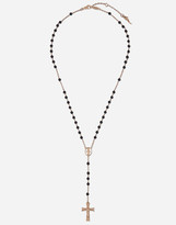 Thumbnail for your product : Dolce & Gabbana Tradition Rosary Necklace In Red Gold With Black Jades Beads