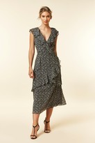 Thumbnail for your product : Wallis Black Floral Print Ruffle Tiered Midi Dress