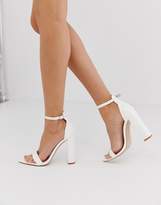 Thumbnail for your product : Public Desire Miao white patent block heeled sandals