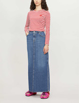 Thumbnail for your product : Comme des Garçons PLAY Heart patch striped cotton-jersey top