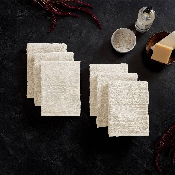 6pc Ringspun Cotton Plush Assorted Bath Towel Set Oatmeal - Isla Jade