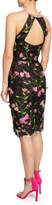 Thumbnail for your product : Marchesa Notte Halter Floral-Embroidered Guipure Lace Dress w/ Cutout Back & 3D Flowers