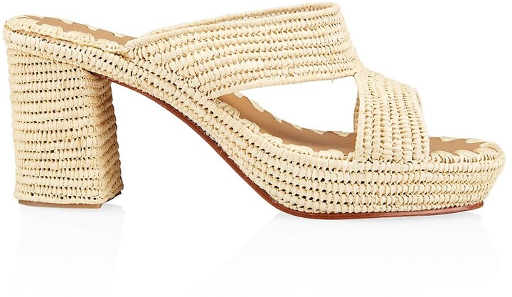 raffia block heels