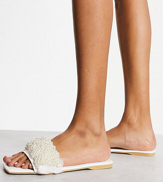 Pearl Sandals - Bridal Heels - White Slide Sandals - White Heels - Lulus