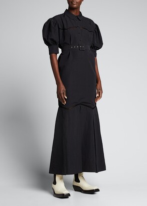 Brock Collection Teodosia Puff-Sleeve Belted Dress