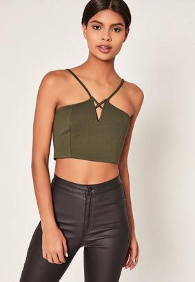 Missguided V Neck Strappy Crop Top