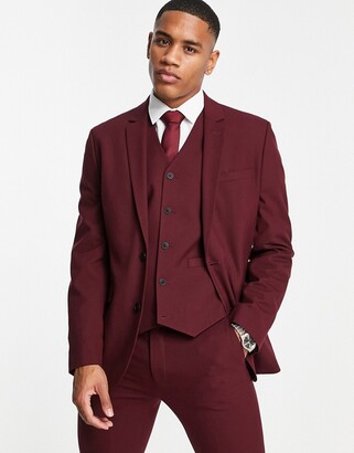 ASOS DESIGN skinny suit jacket in burgundy