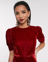 Thumbnail for your product : ASOS DESIGN velvet bias midi dress with puff sleeves