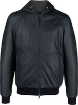 Thumbnail for your product : Corneliani Drawstring-Hood Padded Leather Jacket
