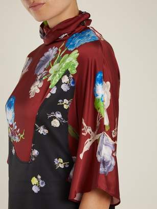 Acne Studios Dilona Floral Print Satin Dress - Womens - Burgundy Multi