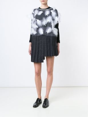 Julien David pleated asymmetric skirt - women - Cotton - M