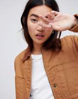 Thumbnail for your product : ASOS Design DESIGN oversized denim wadded jacket with cord collar in camel