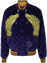 Thumbnail for your product : Dolce & Gabbana Peacock velvet-effect bomber jacket